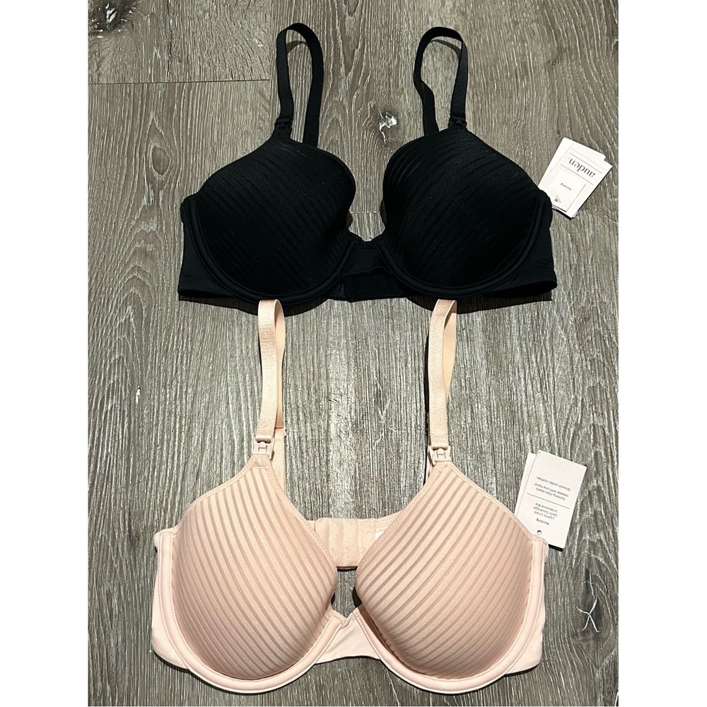 NWT 32D Auden Lightly Lined Demi Coverage Underwire Nursing Bras Pink Black